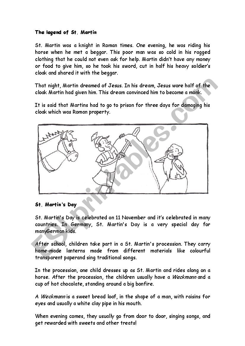 St. Martins Day worksheet