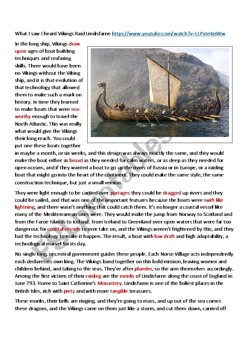 Vikings: History and Facts worksheet