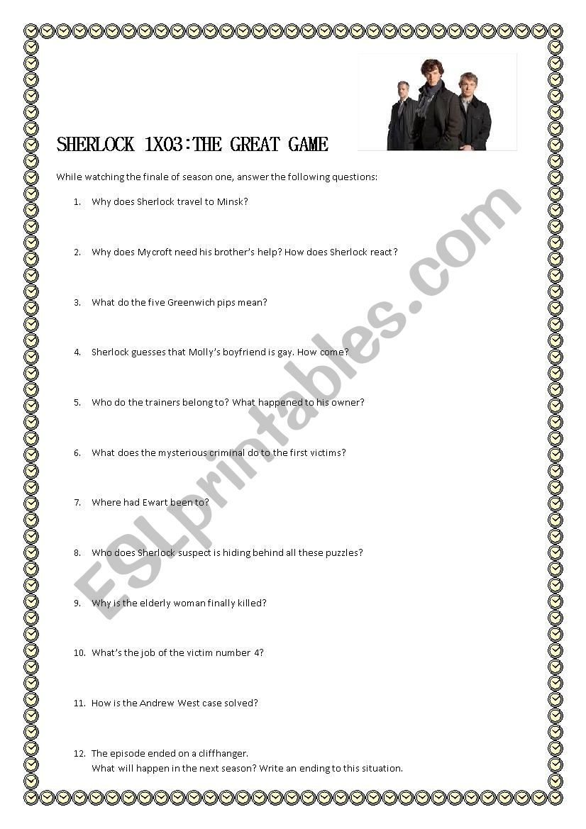 SHERLOCK TV SERIES - THE GREAT GAME (Moviesheet with key)