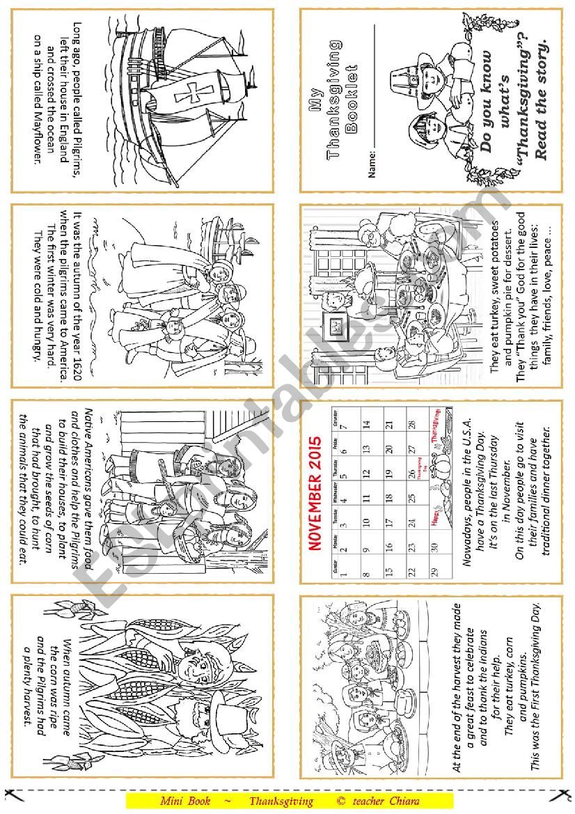 Thanksgiving Mini Book worksheet