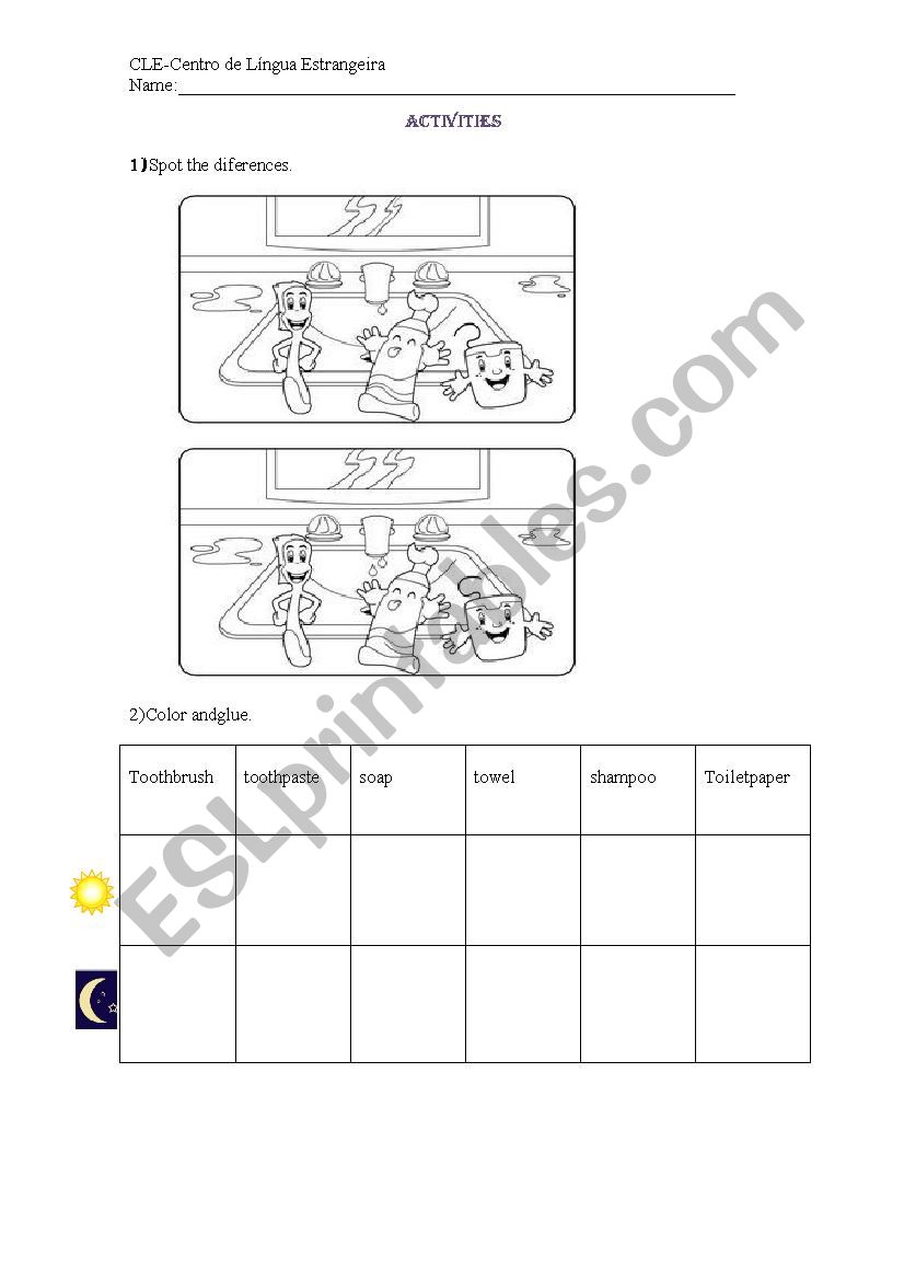 Hygiene worksheet