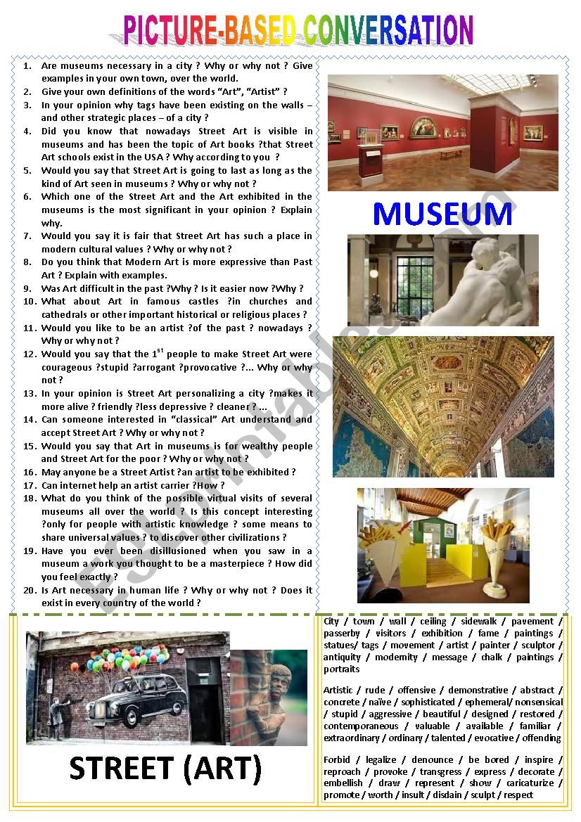 Picture-based conversation : topic 97 - Street (Art) vs Museum.