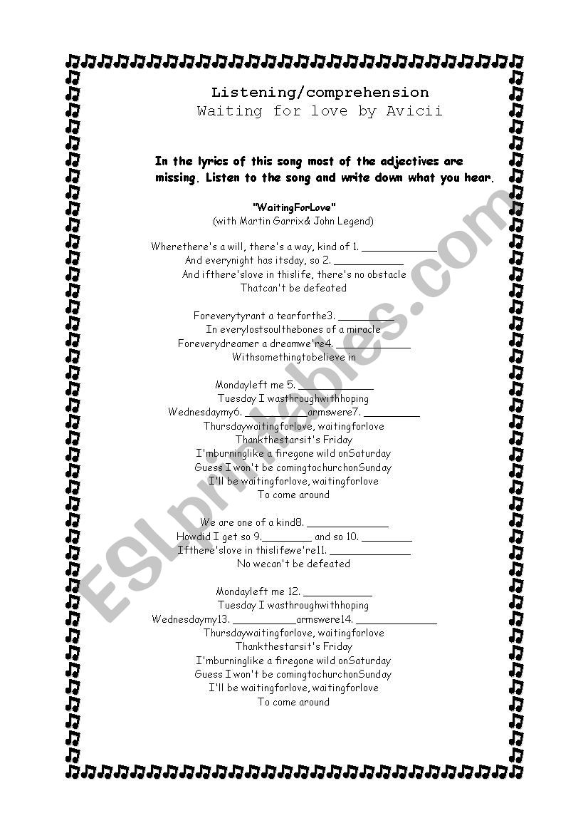 Adjectives in AviciiÂ´s song 