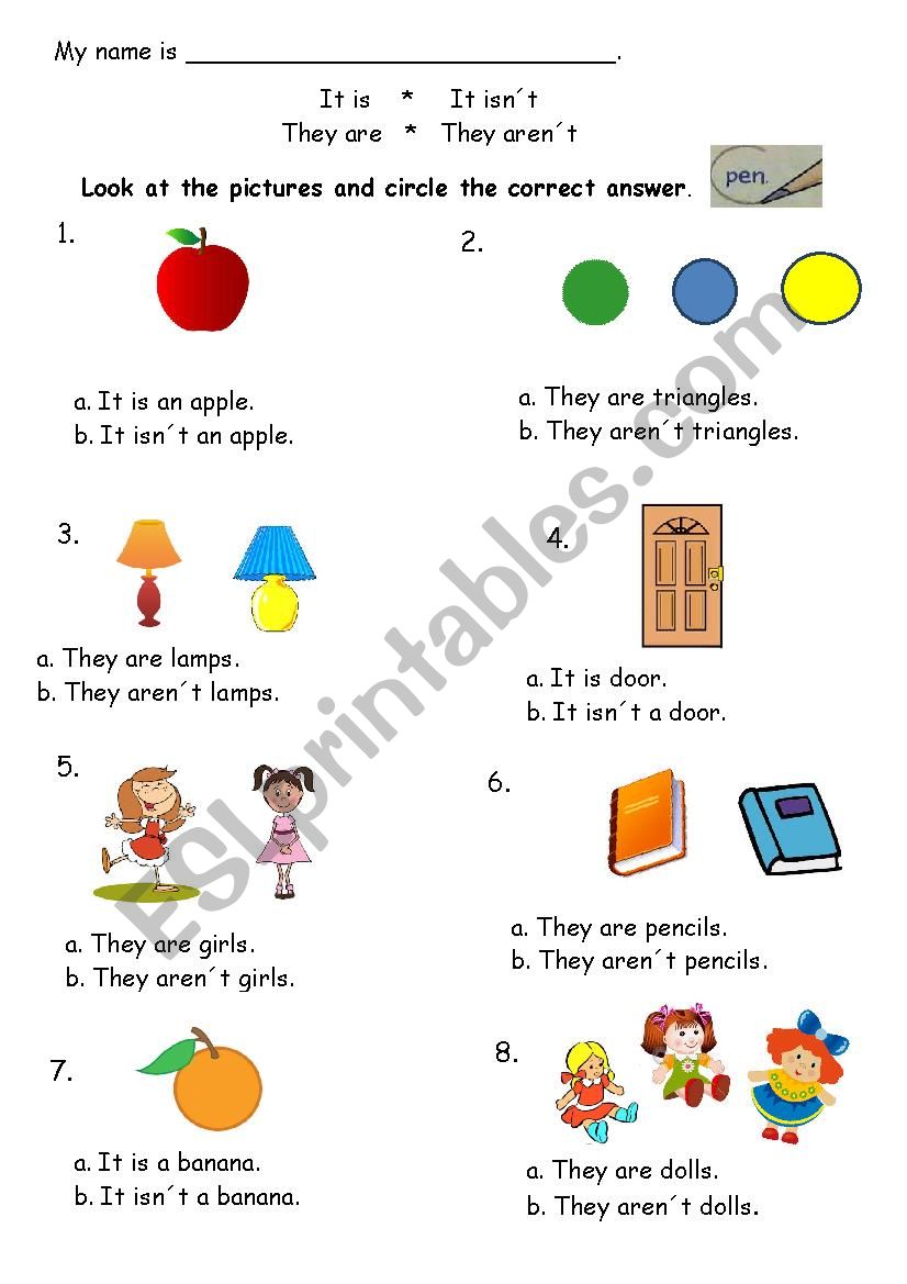It is / It isn´t worksheet