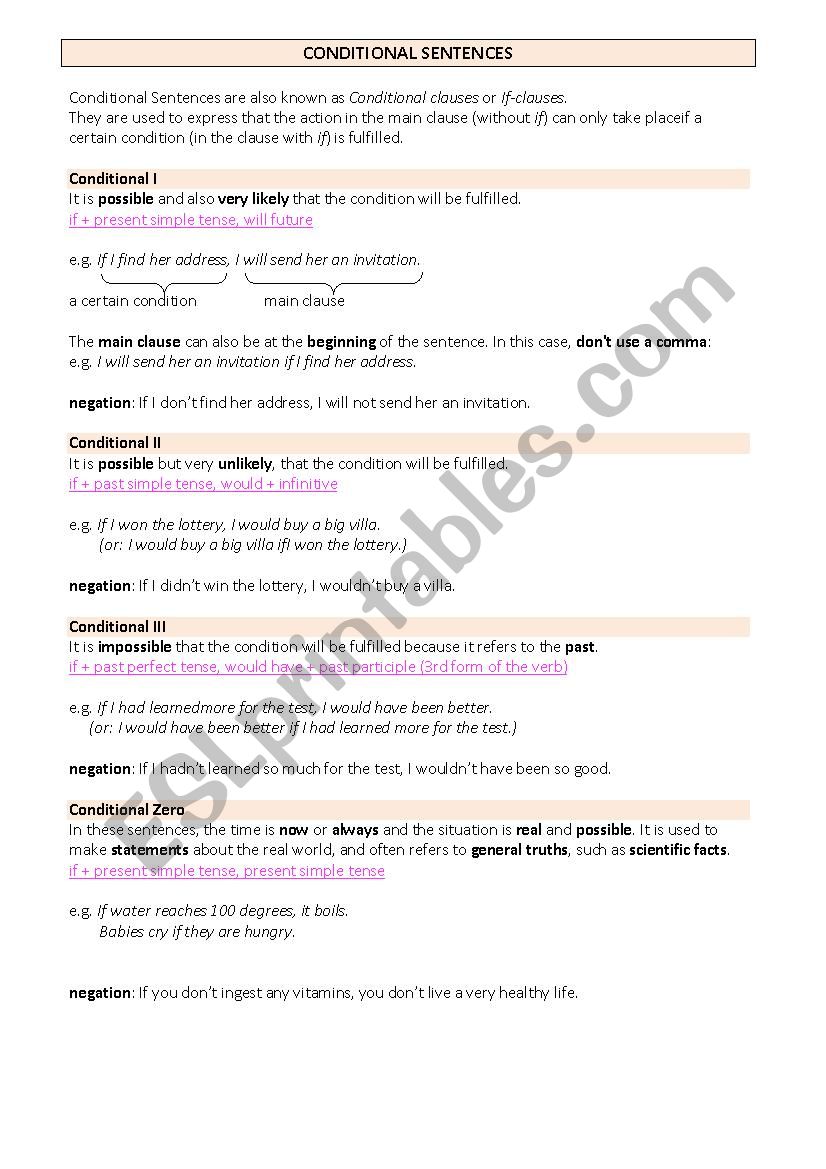 conditionals worksheet