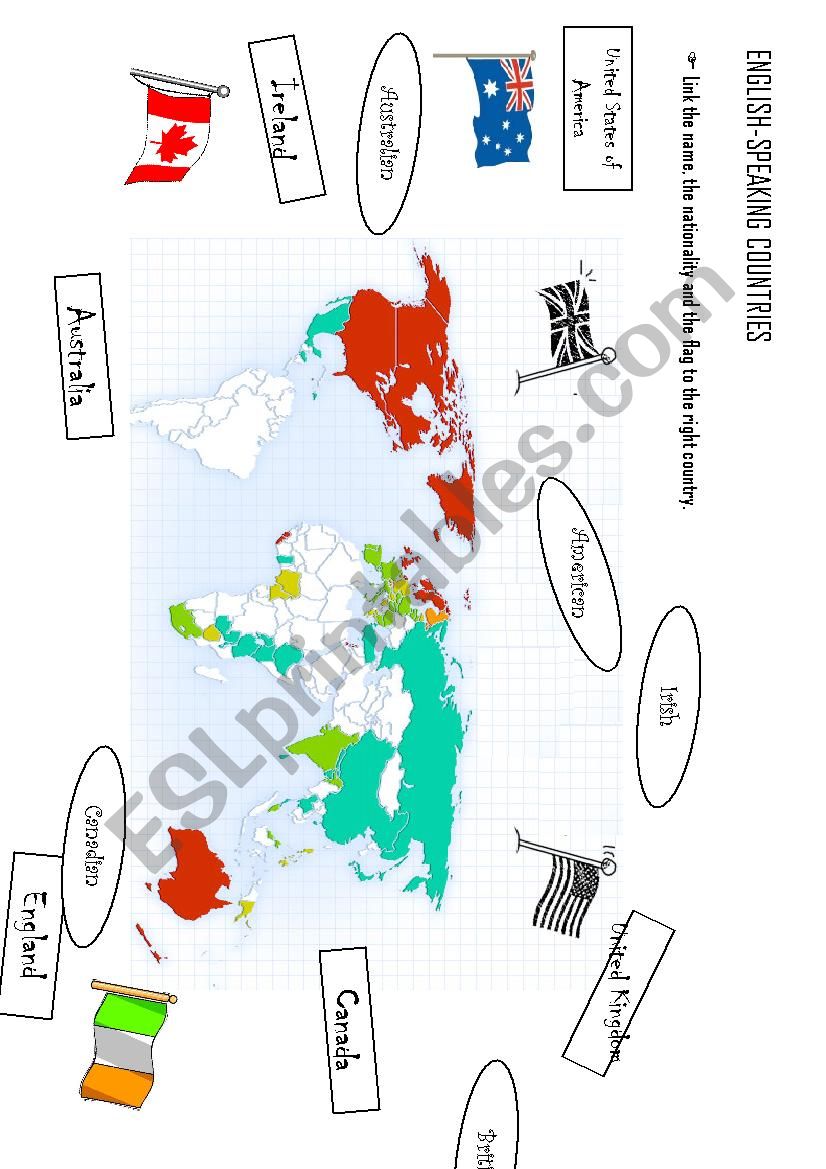 English speaking countries  worksheet