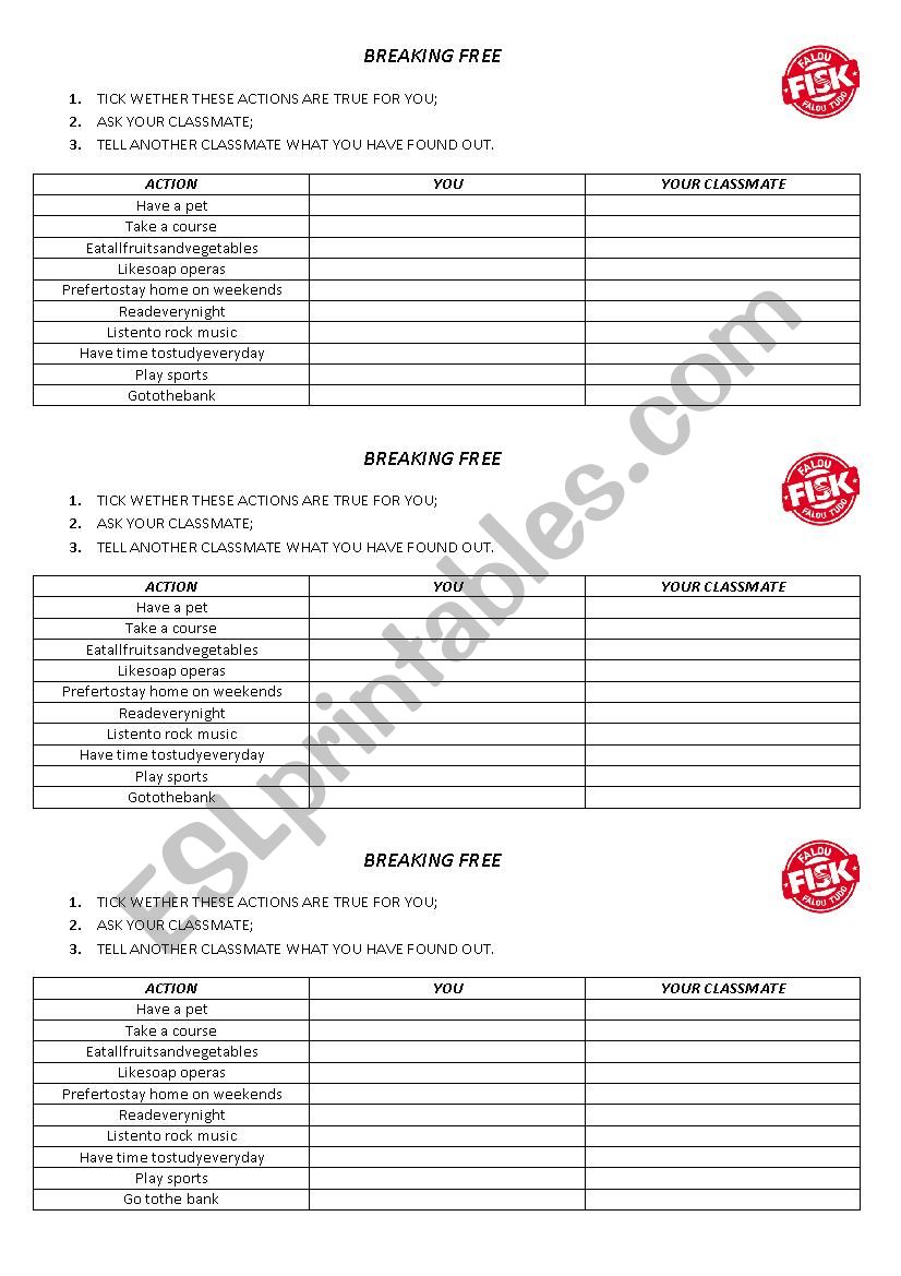 SIMPLE PRESENT worksheet