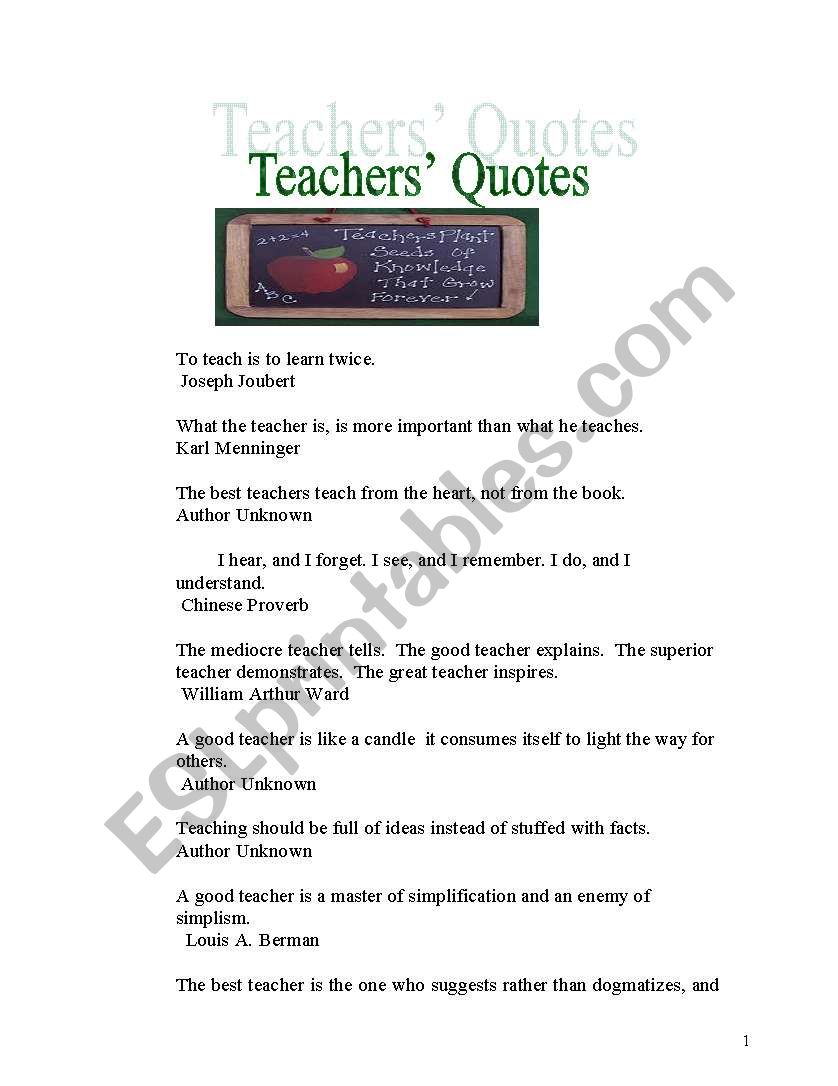 Useful Quotes for Teachers (part I)