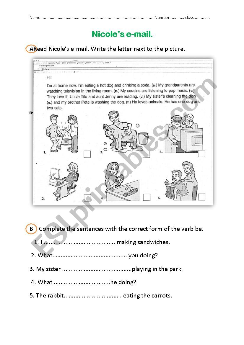 Present Continuous worksheet