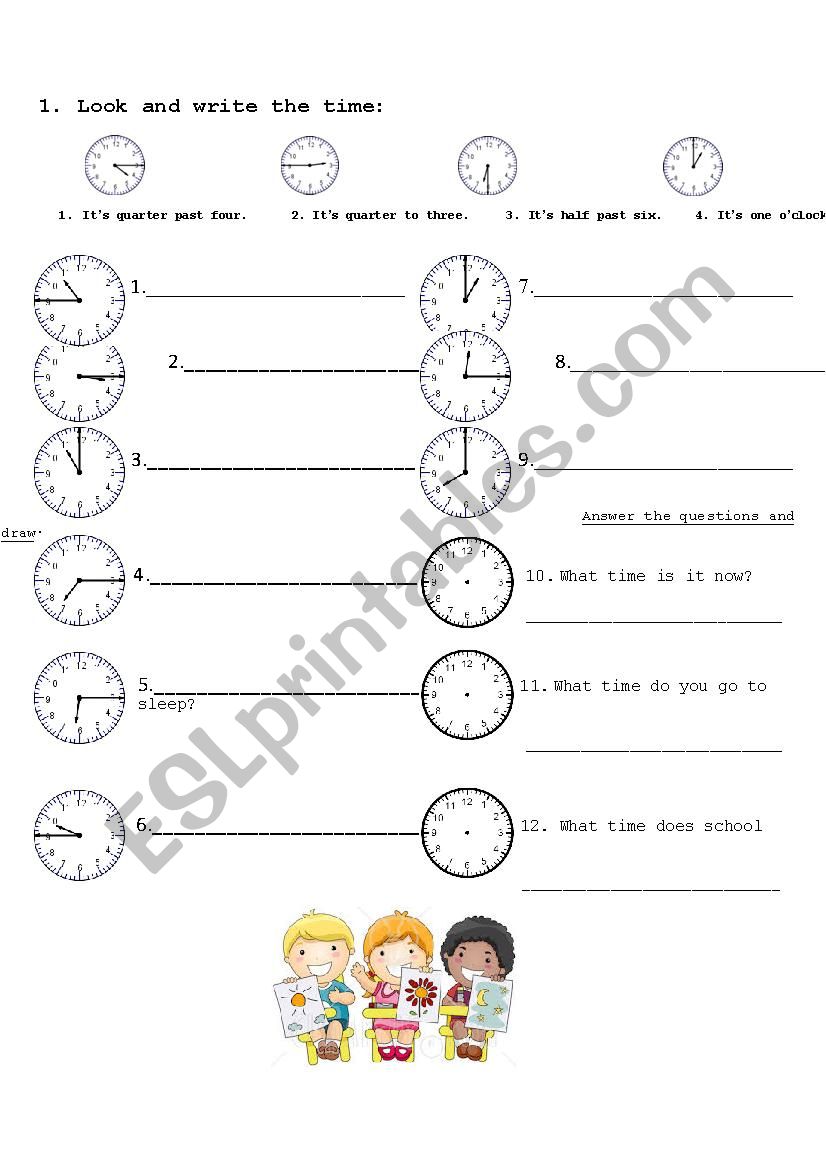 Telling time worksheet