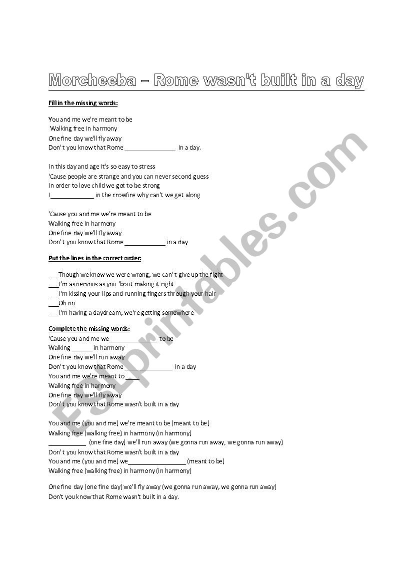 Rome wasnÂ´t built in a day - worksheet passive