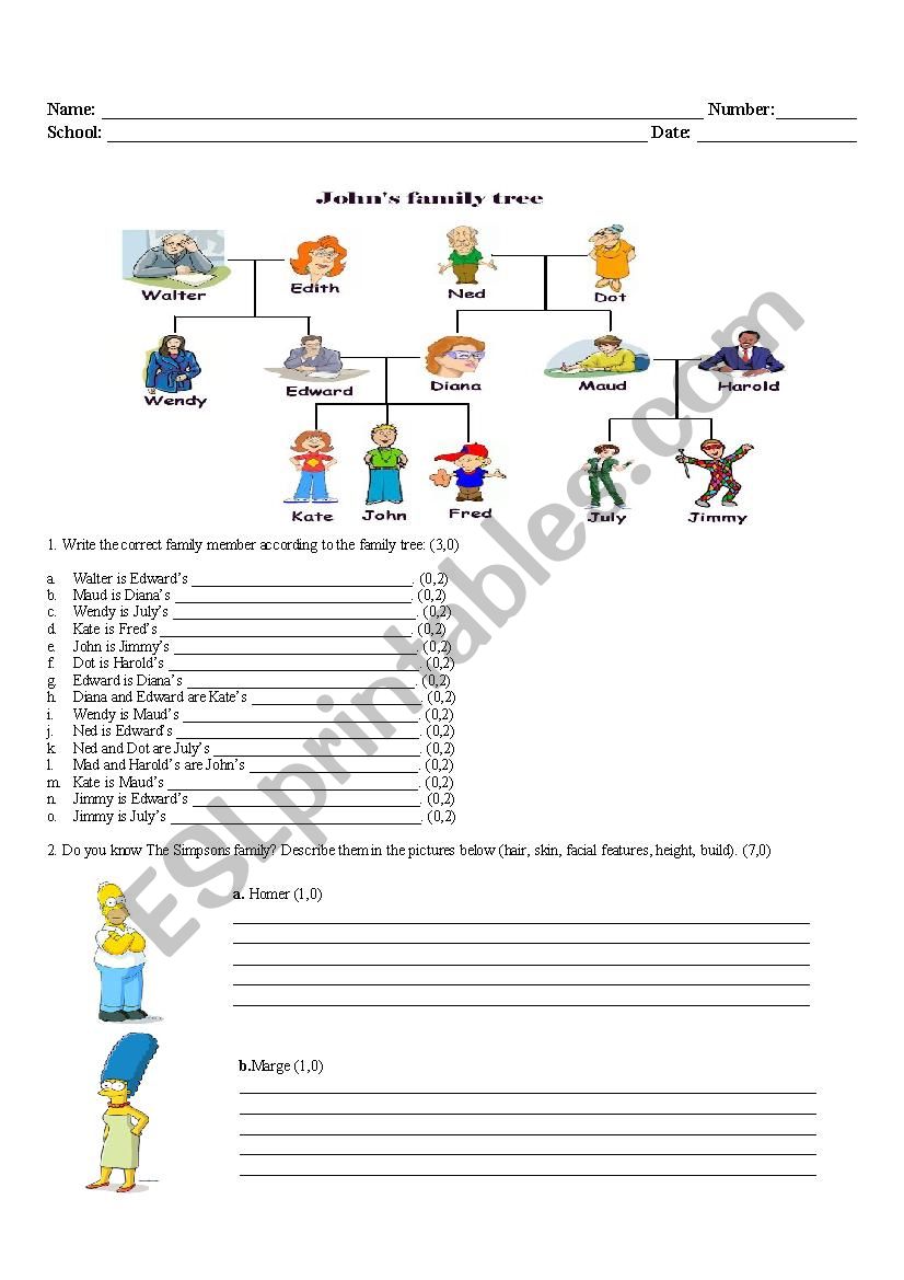 Family tree worksheet