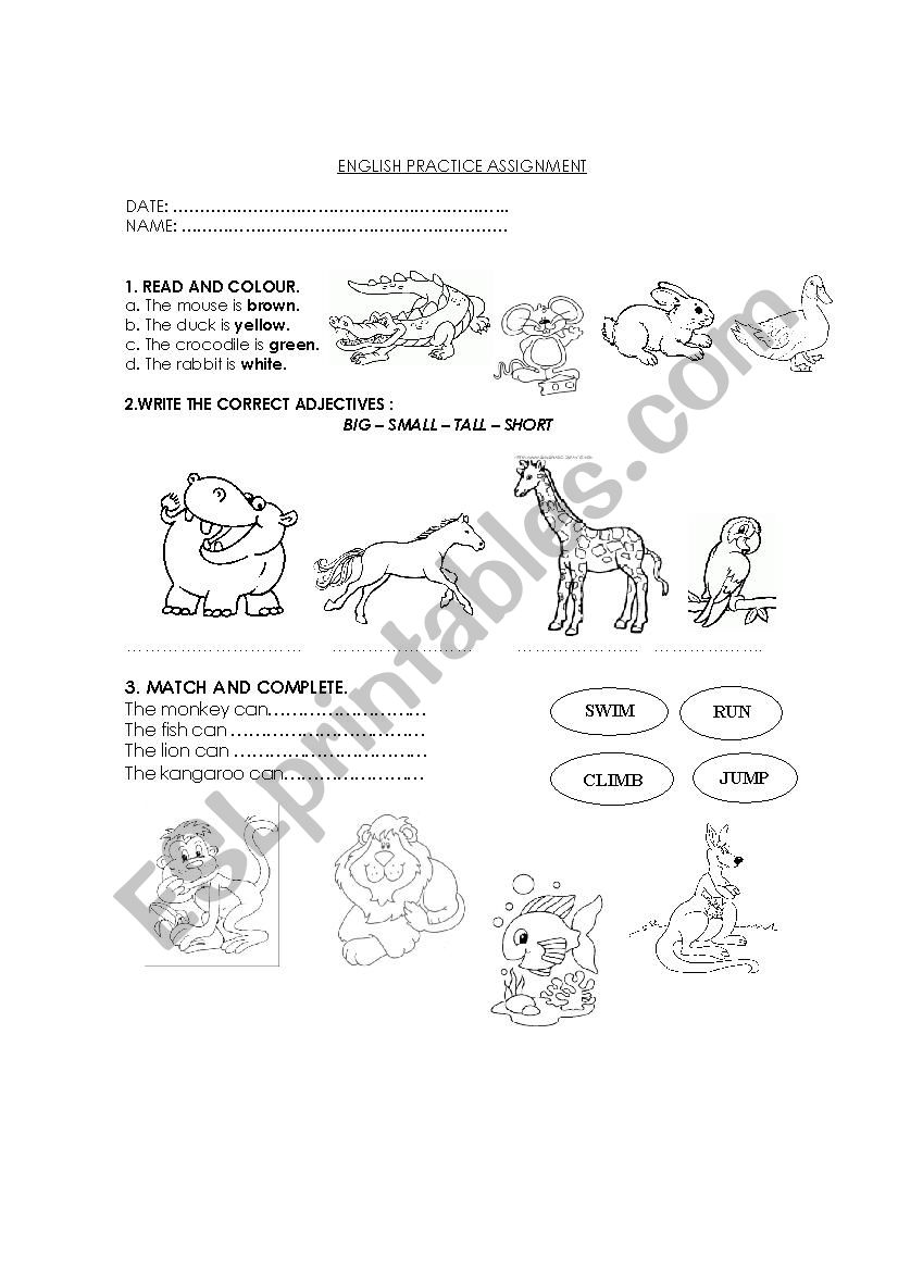 ENGLISH PRACTICE ASSIGNMENT worksheet