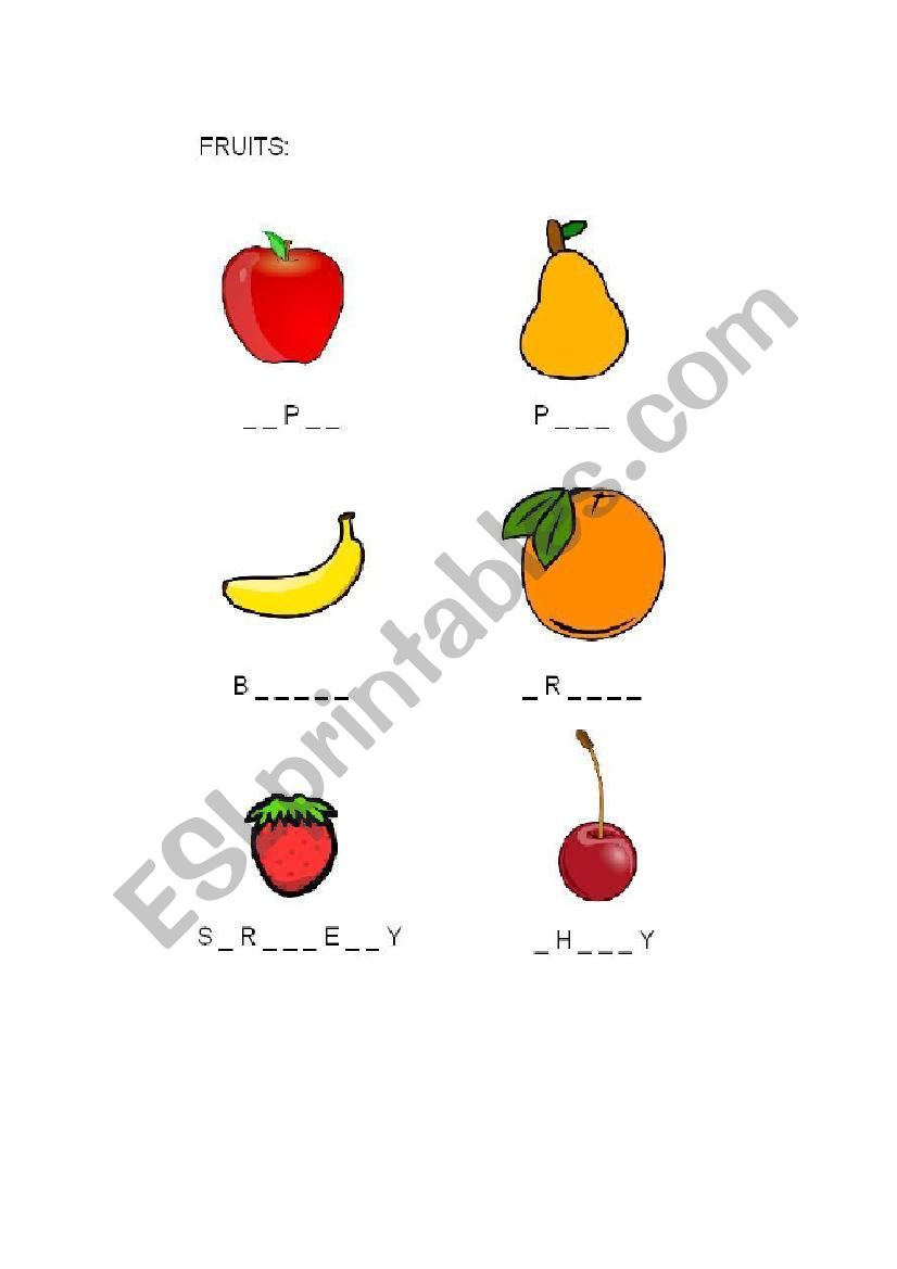 fruits worksheet