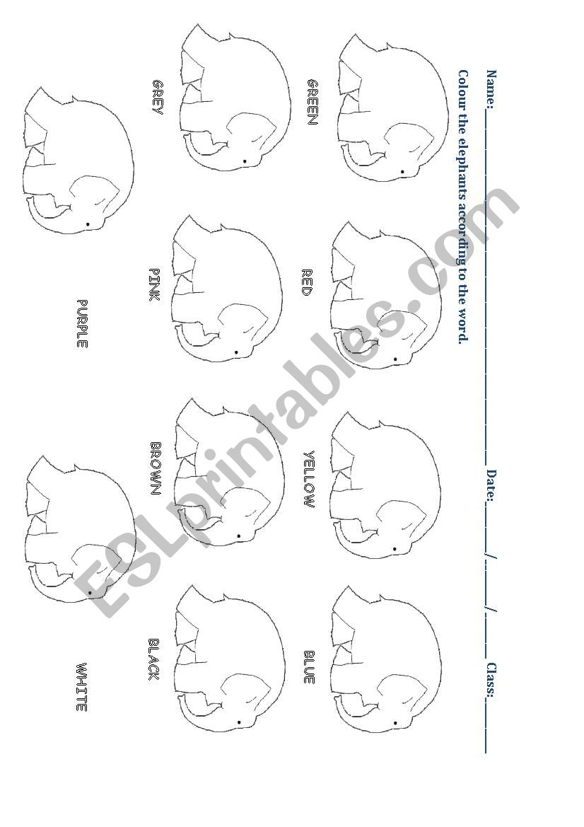 Colour the elephants. Elmer Story