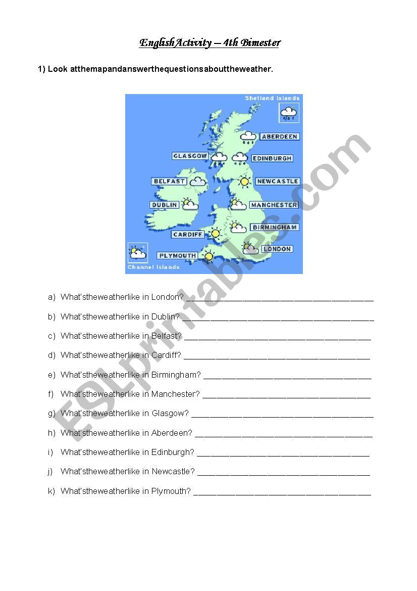 Weather & Days of the week worksheet