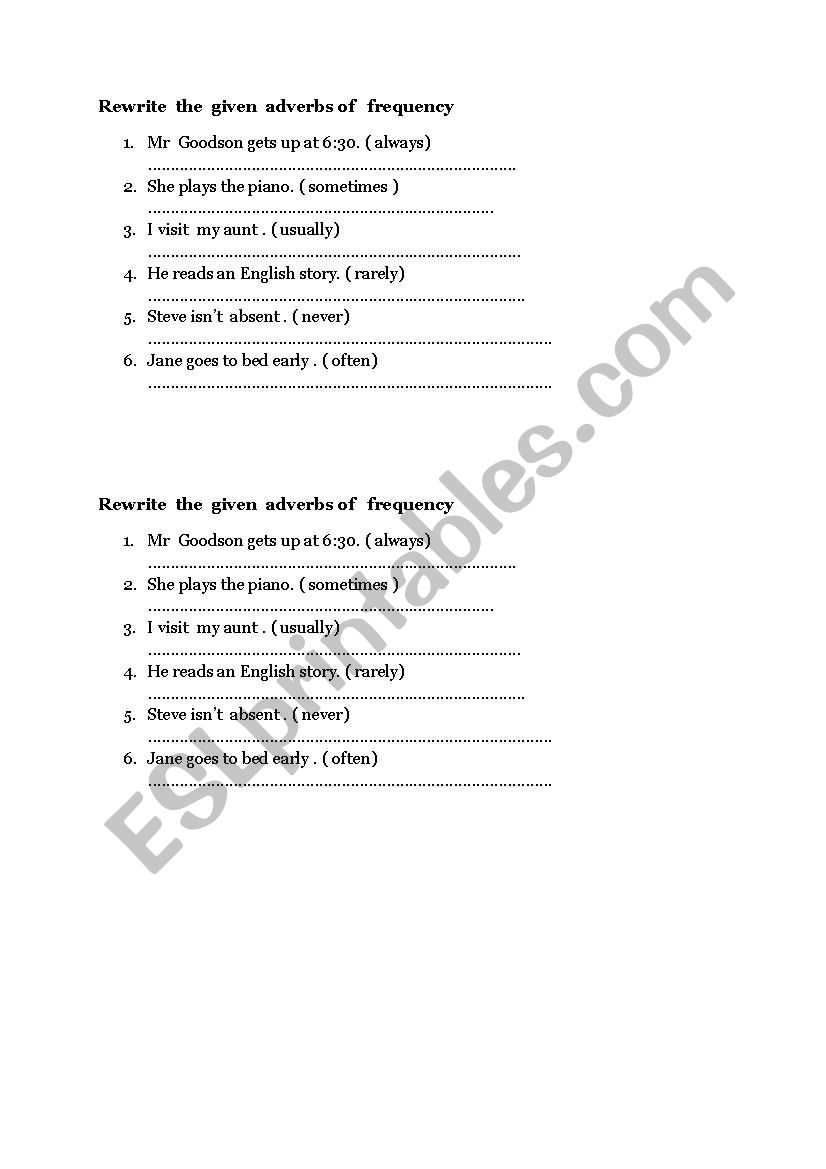  adverbs of frequency worksheet