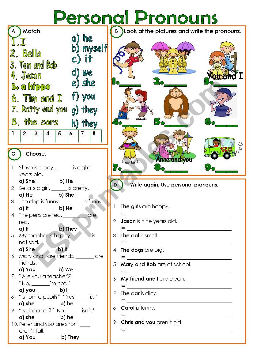 Personal Pronouns worksheet