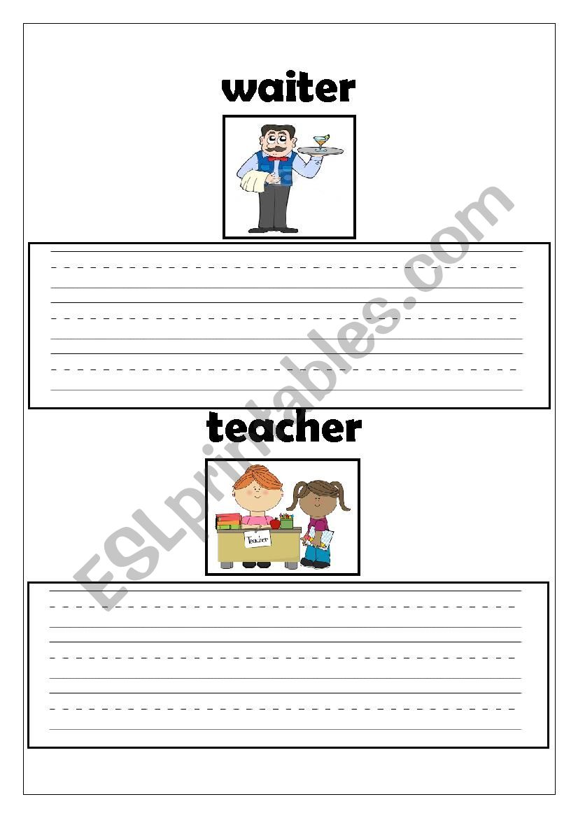 Jobs Writing Practice Handout worksheet