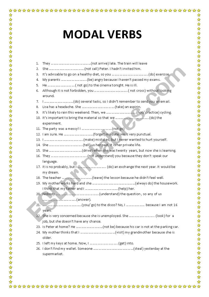 MODAL VERBS worksheet