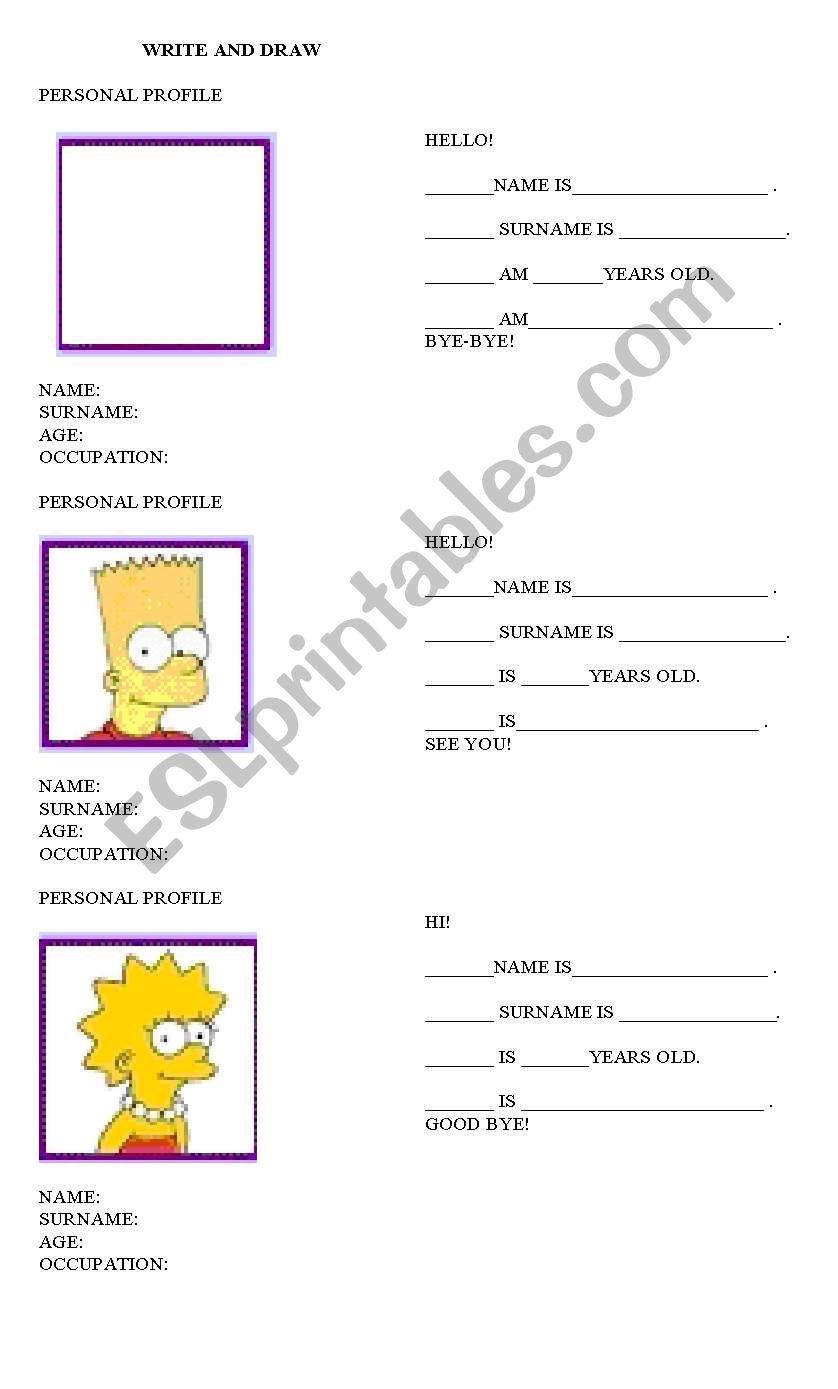 Personal Profile worksheet