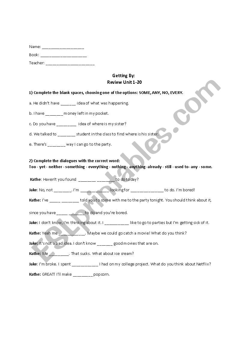 Review grammar worksheet