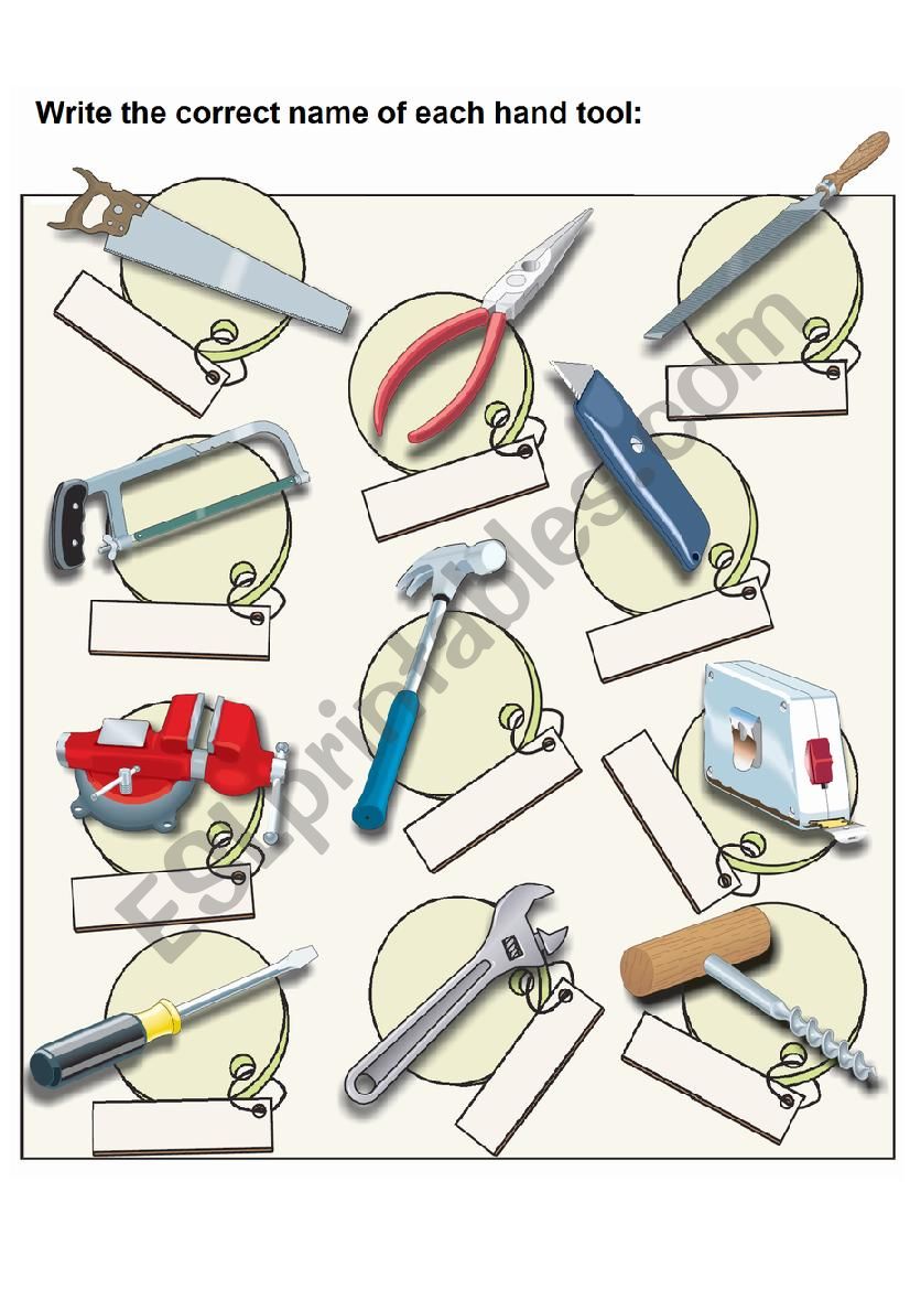 Hand Tools worksheet