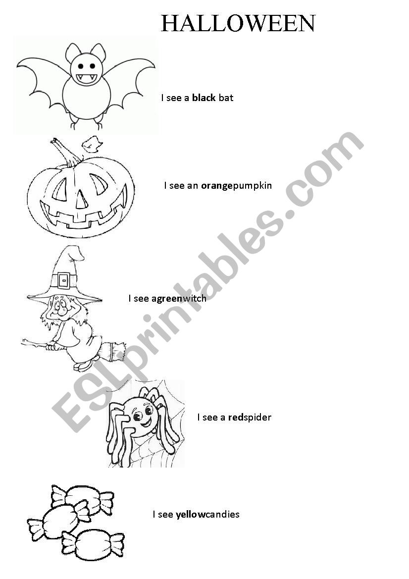 Halloween colours worksheet