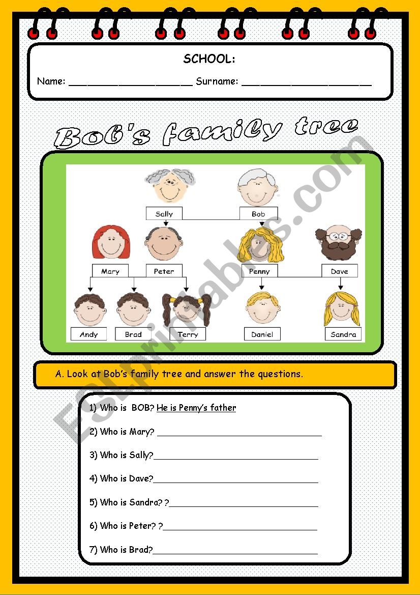 Family tree worksheet