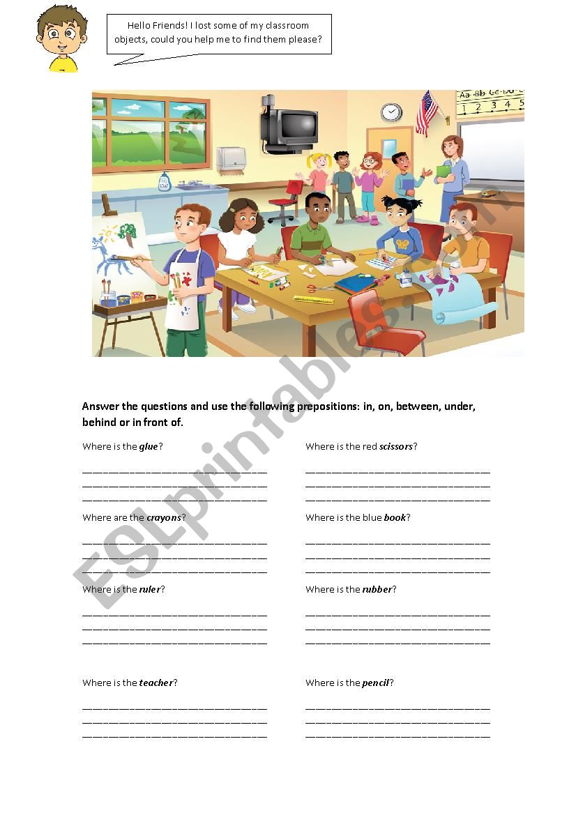 FIND THE CLASSROOM OBJECTS worksheet
