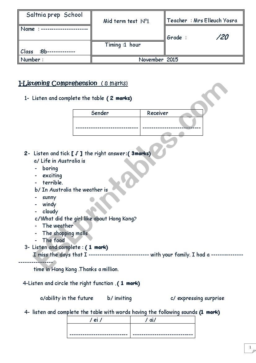 8th mid term 1 worksheet