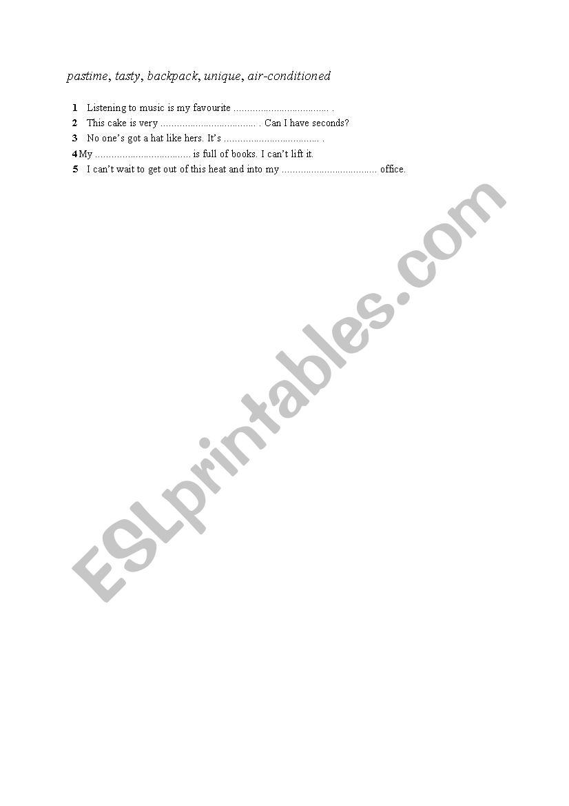 vocabulary exercise worksheet