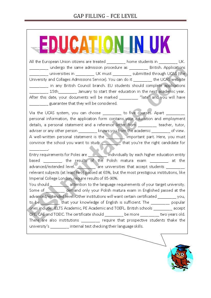 GAP FILLING worksheet