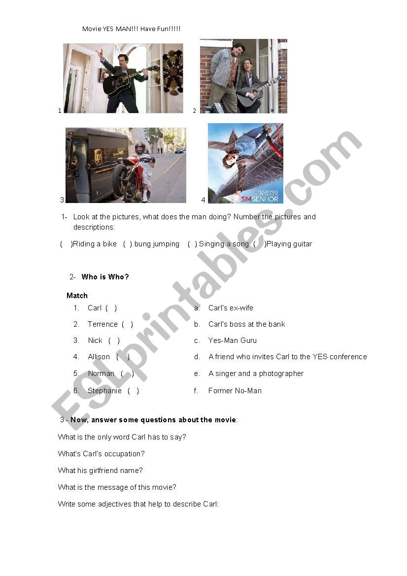 Yes man. Movie activity worksheet