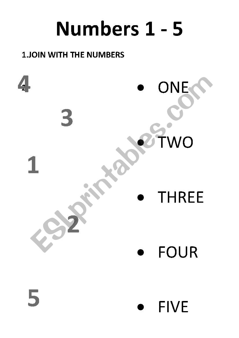 numbers from 1 to 5 worksheet