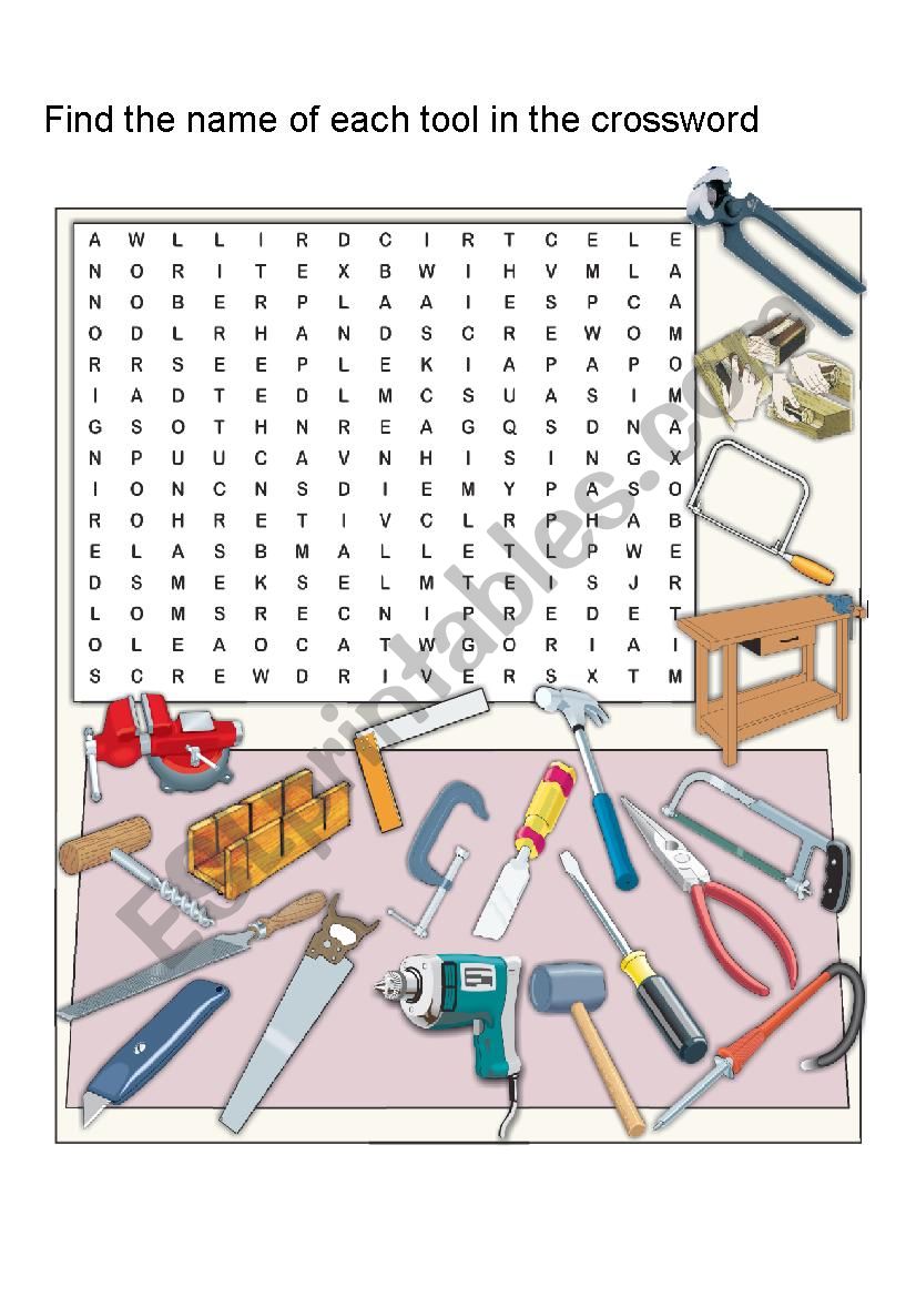 Crossword: Tools worksheet