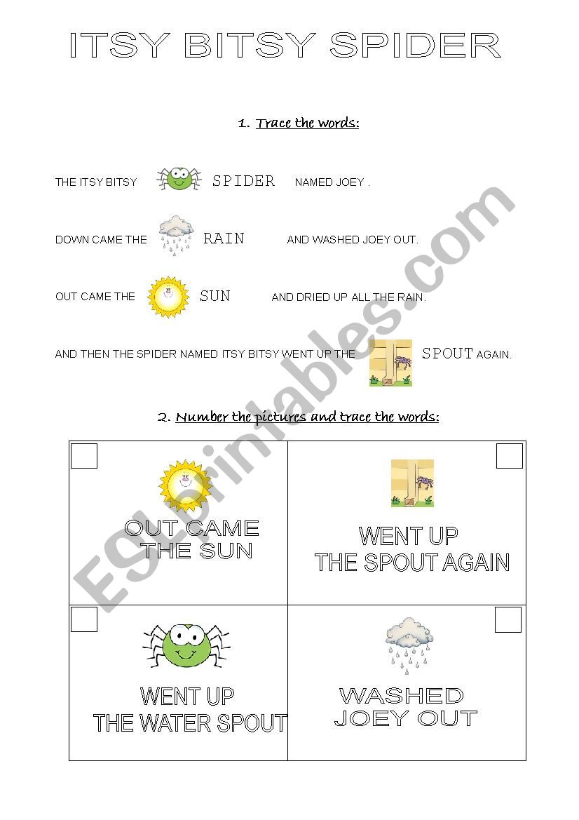 The Itsy Bitsy Spider worksheet