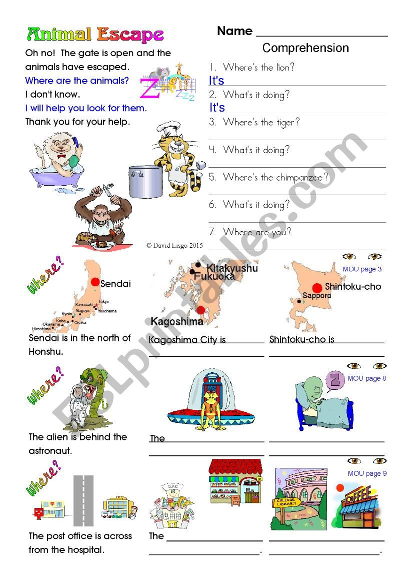 Animal Escape worksheet