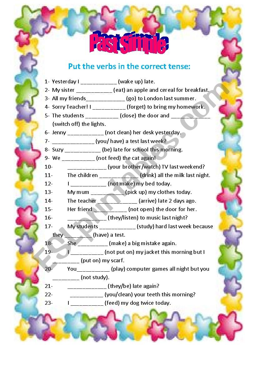 Past Simple- Exercises worksheet