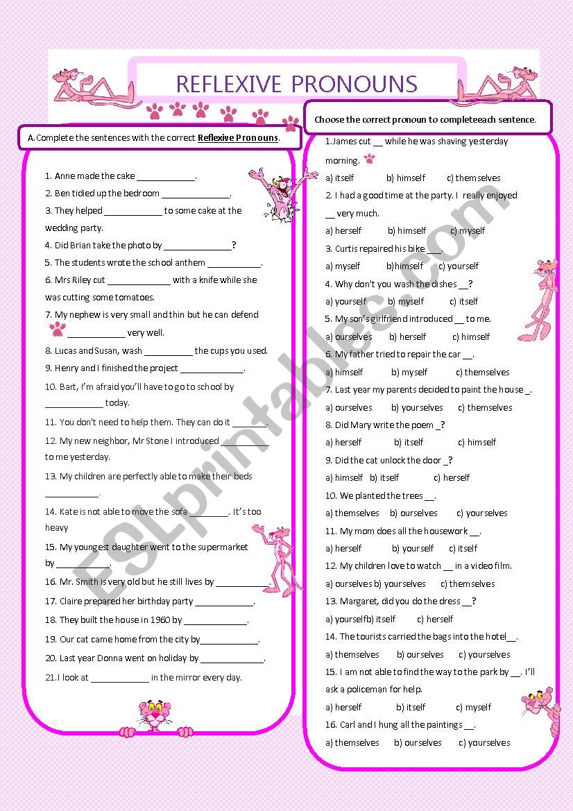 Reflexive Pronouns worksheet