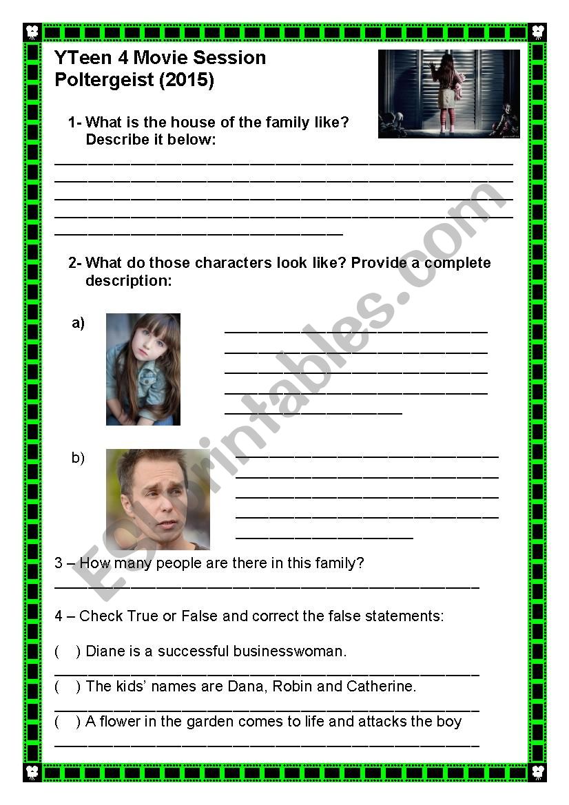 Poltergeist 2015 worksheet