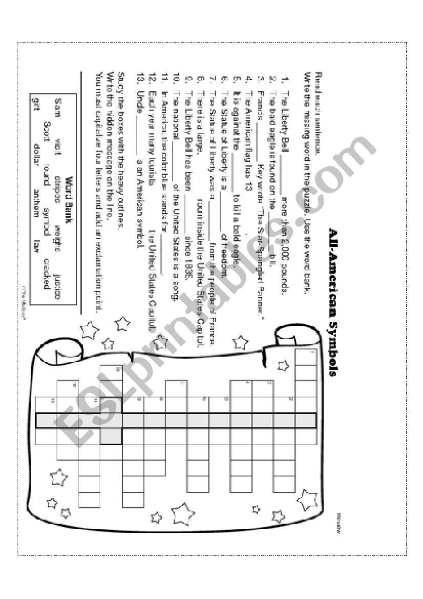 NORTH AMERICAN SYMBOLS WORDSEARCH