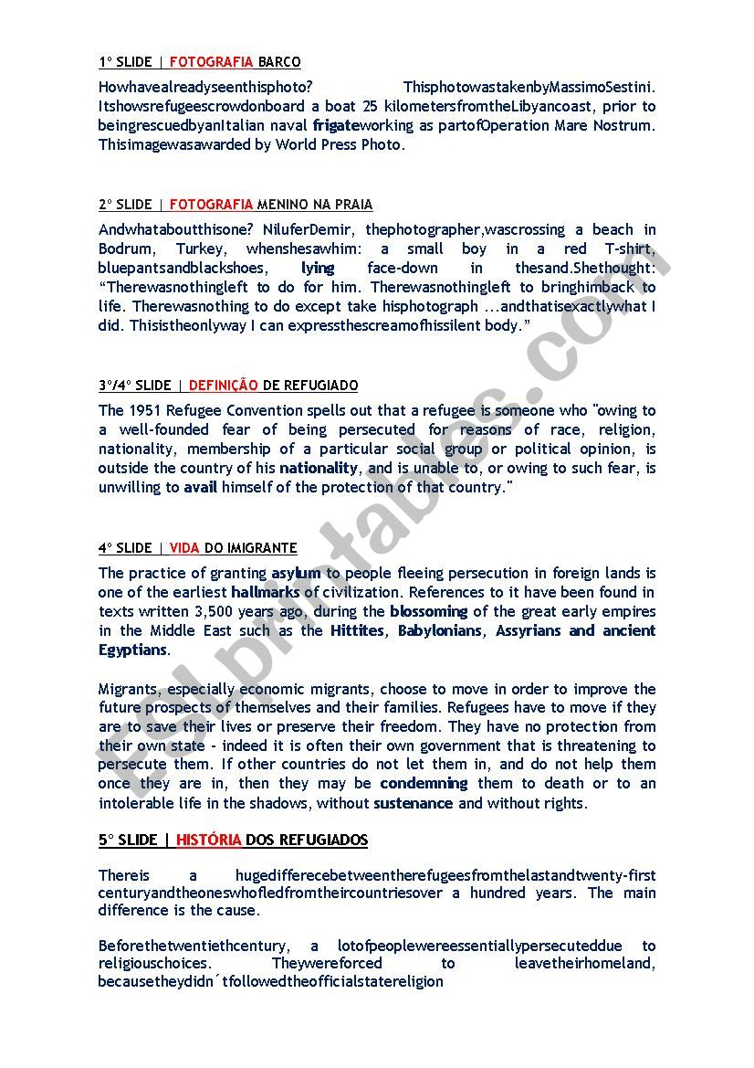 Refugees worksheet
