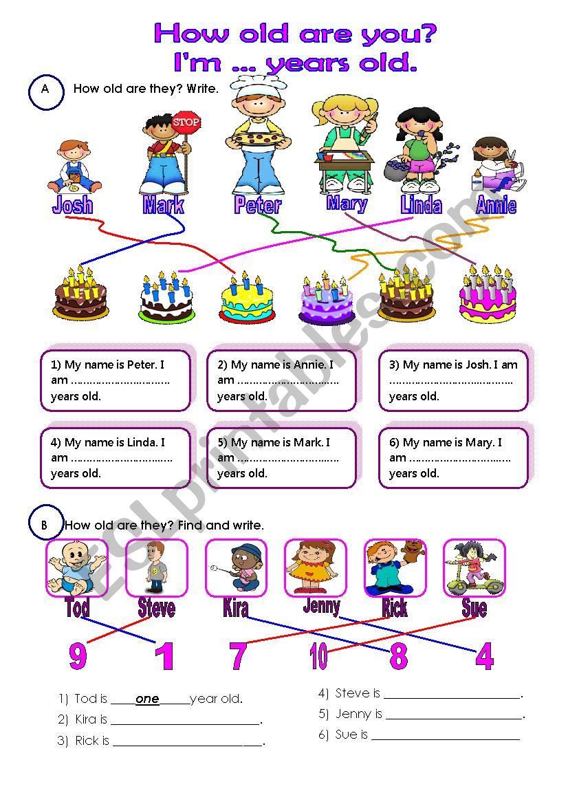 How old are they? worksheet