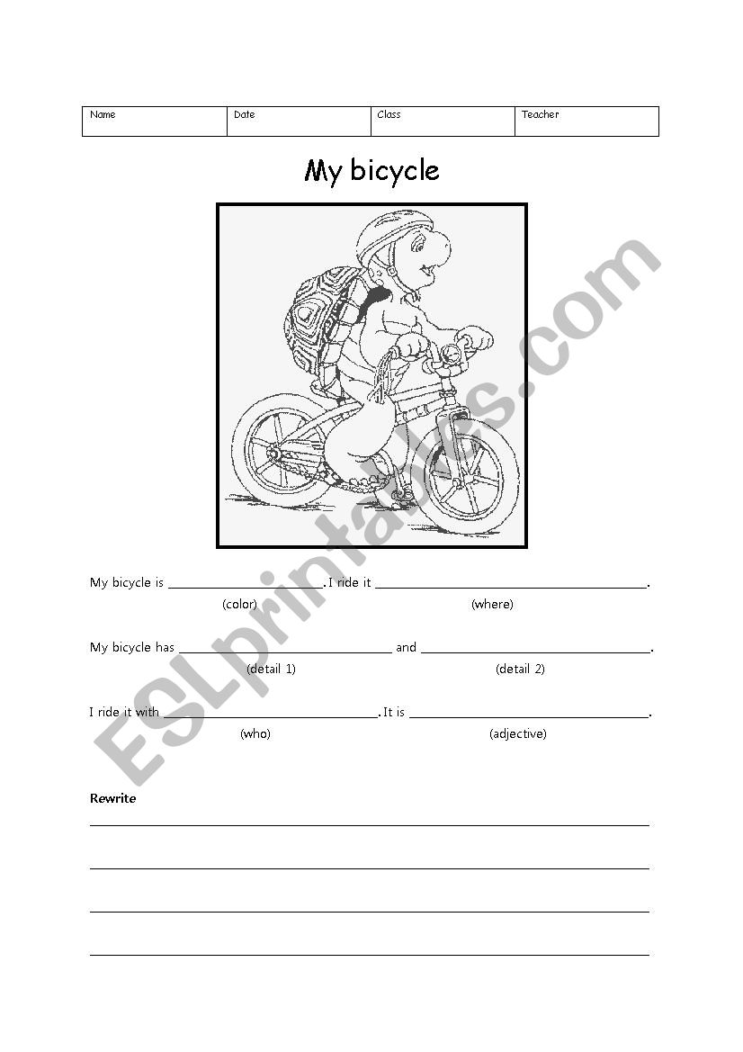 My Bicycle worksheet