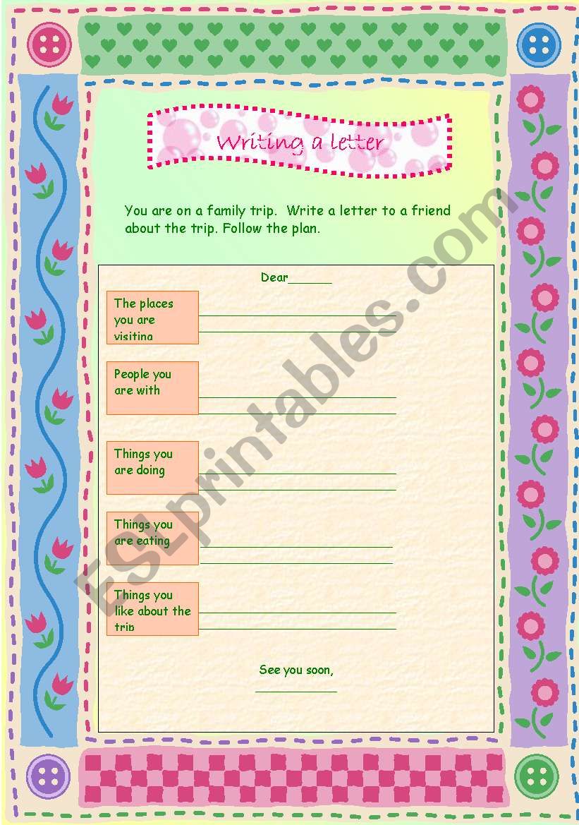 Writing a letter worksheet