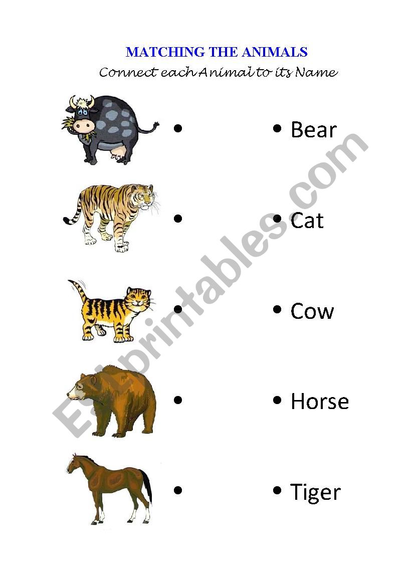 Matching Animals (1/6) worksheet