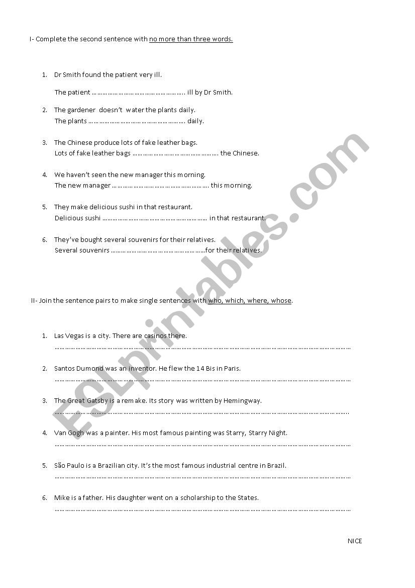 Passive Voice and Relative Pronouns 