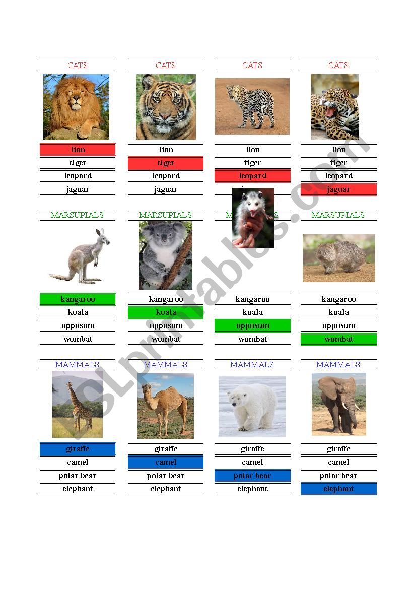 Happy Family Game with Animals - ESL worksheet by MichaelaV