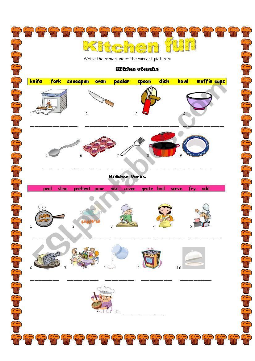 Kitchen fun! - Vocabulary worksheet